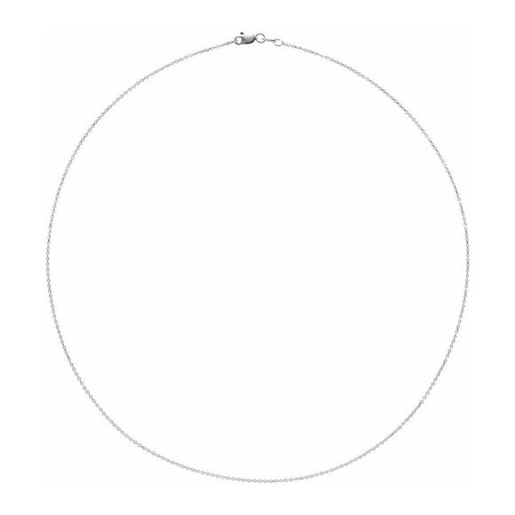 1mm Platinum Diamond-Cut Solid Cable Chain Necklace, 20 Inch - Picture 2 of 4